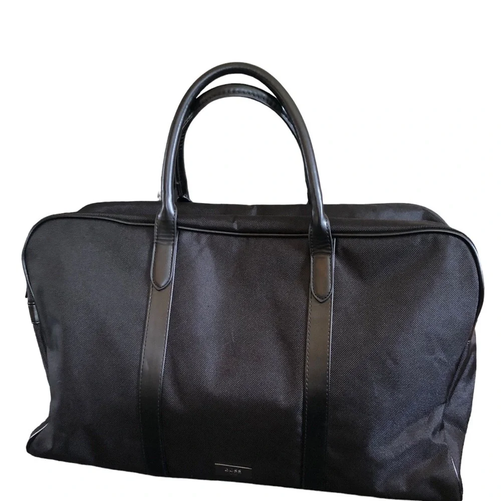Hugo Boss Parfums Black Weekender Bag Double Handles Nylon Sz.19.5X12 Travel Bag